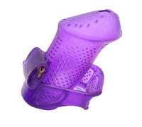 Male Long Perforated 3D Cock Cage with 3 Arc Penis Ring 5 Plastic Lock 1 Br Built-in Lock Chastity Device Adult Sex Toy Purple One Size