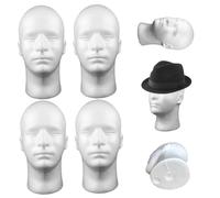 Male Mannequin Head 4Pcs Realistic White Mannequin Head 11 Inch Wig Training & Display Foam for Hairpiece, Tattoo, Hairstyling, Makeup