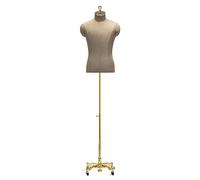 Male Mannequin Stand Torso with Wheels, Heavy Duty Rolling Half Mannequin Torso Body Dummy For Suits, Height Adjustable (Color : #1, Size : Gold stand)