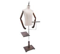 Male Mannequin Torso Dress Form with Adjustable Stand, Detachable Rack, and Shoe Holder for Clothing Display