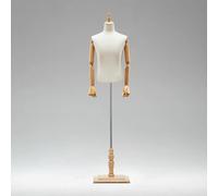 Male Mannequin Torso Stand, Adult Men Dress Form, Mannequin Body with Stand Wood Base, Portable Displays for Clothing Display Sewing Photographing Window Display(Yellow)