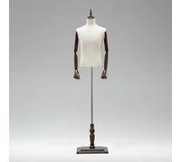 Male Mannequin Torso Stand, Adult Men Dress Form, Mannequin Body with Stand Wood Base, Portable Displays for Clothing Display Sewing Photographing Window Display(Black)