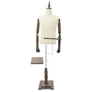 Male Mannequin Torso with Stand 53-71" Height Adjustable Dress Form Mannequin Body with Wooden Arms Men's Suit Display Stand with Detachable Trousers Rack and Shoe Holder (White 16*12*71)