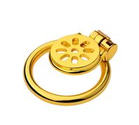 Male Metal Flat Chastity Cage Lightweight Gold Cock Cage Bondage Chastity Device with Invisible Lock and Key for Man Penis Erection Control Adult Sex Toys for Men