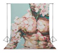 Male Nude Floral Art Print, Bold Masculine Body with Cherry Blossoms, Flower Nude Wall Art, Modern Torso Print for Bedroom Decor, Gay Art-1 Photography Cloth56x79inch(142x200cm)