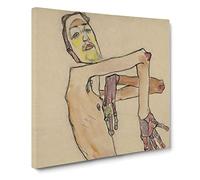 Male Nude Vol.1 by Egon Schiele Canvas Print | Gallery Wrapped 30mm Frame Wall Art | 20x20 inches | Ready to Hang | Modern People Picture | Living Room Bedroom Lounge Office