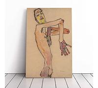 Male Nude Vol.1 By Egon Schiele | Canvas Wall Art Print | Framed & Ready to Hang Picture | Modern Home Decor for Living Room, Bedroom, Kitchen or Office | 30x20 Inches