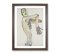 Male Nude Vol.1 By Egon Schiele Classic Painting Framed Print | A3 Walnut Framed Wall Art | Ready to Hang | Classic Historical Picture | Living Room Bedroom Lounge Office