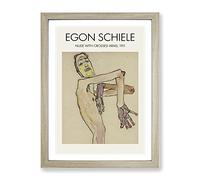 Male Nude Vol.1 By Egon Schiele Exhibition Museum Painting Framed Print | A2 Oak Framed Wall Art | Ready to Hang | Modern Historical Picture | Living Room Bedroom Lounge Office