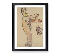 Male Nude Vol.1 by Egon Schiele Framed Print | A2 Black Framed Wall Art | Ready to Hang | Modern Nature Picture | Living Room Bedroom Lounge Office