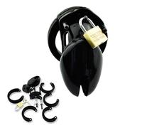 Male Penis Cage Chastity Belt, BDSM Bondage Silicone Chastity Cage Chastity Device with 4 Different Sizes Cock Rings Sex Toys for Men (Black Short)