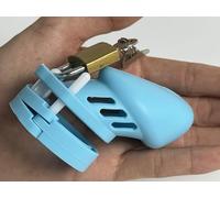 Male Penis Cage Chastity Belt, BDSM Bondage Silicone Chastity Cage Chastity Device with 4 Different Sizes Cock Rings Sex Toys for Men (Blue Short)