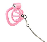 Male Penis Chastity Cage Set Small Bird Chastity Cage 5 Cock Rings with Urethral Sound Plug Penis Bondage Slave Man Sex Toy Pink with Rope One Size