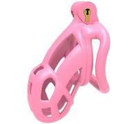 Male Pink Chastity Cage Cobra Chastity cage 3.0 Male Chastity Device with 4 Rings Penis Lightweight Resin Cock Cage for Man Penis Bondage Exercise Male Sex Toy (Small)