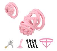 Male Plastic Detachable Chastity Cage Large Cock Cage - Lightweight Double Lock Comfortable Bondage Chastity Device Sex Toy with 6 Sizes Rings & Soft Nail, S Chastity Belt BDSM Sex Toys for Men