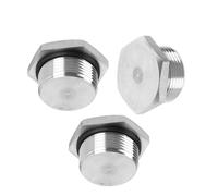 Male Plug Waterproof Dustproof 304 Stainless Steel Thread Hex Head Socket Solid Pipe Fitting with Sealing Rubber Ring Anti-Rust for Pipe Termination 3pcs M30*1.5
