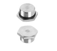 Male Plug, Waterproof Dustproof 304 Stainless Steel Thread Hex Head Socket Solid Pipe Fitting with Sealing Rubber Ring Long Service Life Thread Options:NPT,BSPP,Metric M 2pcs G1