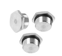 Male Plug Waterproof Dustproof 304 Stainless Steel Thread Hex Head Socket Solid Pipe Fitting with Sealing Rubber Ring Thread Types:NPT, BSPP,M Suitable for Outdoor Indoor Plumbing 3pcs G1-1/4