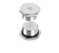 Male Plug Waterproof Dustproof 304 Stainless Steel Thread Hex Head Socket Solid Pipe Fitting with Sealing Rubber Ring Thread Types:NPT, BSPP,M Suitable for Outdoor Indoor Plumbing 2pcs M30*1.5
