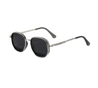 Male polarized sunglasses for women unisex square sun glasses for men half metal TAC summer accessories,gray silver frame,1