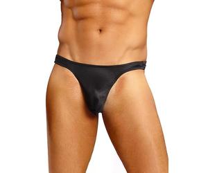 Male Power Satin Thong - L / XL - Black Black