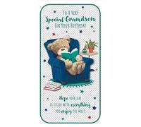 Male Relative Birthday Card with Teddy Bear Design, Brother-in-Law Cousin Dad Grandson Husband Uncle, 12 x 22 cm (Cousin)