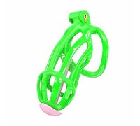Male Resin Training Protecation Cage Kits, All-Around Breathable Design with 5 Different Sized Snap Rings-UKLZ15X (F1-Fluorescent Green, A2)