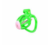 Male Resin Training Protecation Cage Kits, All-Around Breathable Design with 5 Different Sized Snap Rings-UKLZ15X (F1-Fluorescent Green, E2)