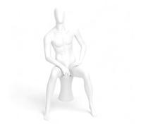 Male Seated Mannequin with Egg Head - Durable Plastic Retail Display with Stool - Adjustable Head & Arms for Store, Showroom, and Window Use