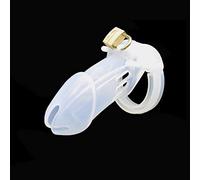 Male Silicone Chastity Device Penis Cage Lockable Cock Cage with 5 Sizes Cock Rings - Smooth Soft Penis Cages - BDSM Sex Toys for Couples (Clear)