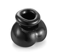 Male Silicone Penis Ring Chastity Cage Ring Scrotum Sleeve Ball Cage Ring Soft Stretchy Cock Ring BDSM Sex Toys (Black)