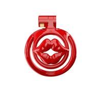 Male Small Chastity Device Cock Cage Adult Sex Toy with 5 Sizes Rings Lightweight Big Red Lip Chastity Cage for Sissy Man Penis Exercise and Abstinence