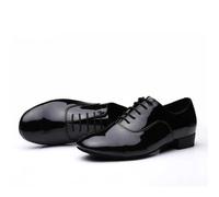 Male Sneaker Men Leather Men's Latin Dance Shoes Modern Dance Hall Tango Children's Man National Standard Dance Shoes(Black Glossy,46)