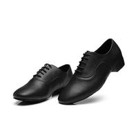 Male Sneaker Men Leather Men's Latin Dance Shoes Modern Dance Hall Tango Children's Man National Standard Dance Shoes(Black,43)