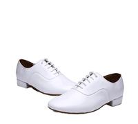 Male Sneaker Men Leather Men's Latin Dance Shoes Modern Dance Hall Tango Children's Man National Standard Dance Shoes(White,37)