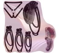 Male Soft Cover Cross Dressing Fitness Cage, 3 Fufu Clip with 1 Yoga Strap Set for Men -A56UK (B:Black)