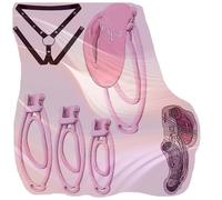 Male Soft Cover Cross Dressing Fitness Cage, 3 Fufu Clip with 1 Yoga Strap Set for Men -A56UK (B:Pink)