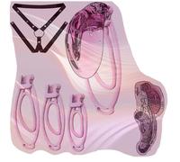 Male Soft Cover Cross Dressing Fitness Cage, 3 Fufu Clip with 1 Yoga Strap Set for Men -A56UK (B:Pink Transparent)