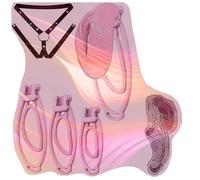 Male Soft Cover Cross Dressing Fitness Cage, 3 Fufu Clip with 1 Yoga Strap Set for Men -A56UK (Pink-Other Same-Style Product is Faster)