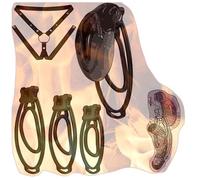 Male Soft Cover Cross Dressing Protective Cage, 3 Fufu Clips with 1 Yoga Strap Set for Men -A56UK (A:Black)