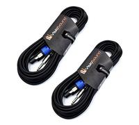 Male Speakon to 6.35mm 1/4 Jack PA Speaker Cable Guitar Amp Lead 2 Pack 10m