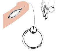 Male Stainless Steel Urethral Plug - Ring-Type Oval Dilator with Polished Touch & Safe Ring, Penis Stimulation, Urethral Sounds, Durable Male BDSM Sex Toy (0.27 in Diameter)
