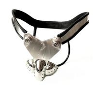Male StainlessSteel Chastity Belt Big Cage of Penis Cock Cage BDSM Restraint Double Wires&T Shaped Bondage Panties Curved Waist(Extra Size fee)