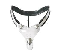 Male StainlessSteel Chastity Belt Big Cage of Penis Cock Cage BDSM Restraint Single Wires&T Shaped Bondage Panties Curved Waist(Black Waist 82-88CM)