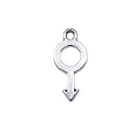 Male Symbol Charms For Jewelry Making, 18x9mm, Antique Silver Color, 40 Pieces