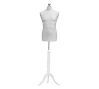 Male Tailors Dummy Bust Size 41 Dressmakers Fashion Mannequin Students White With White Tripod Stand