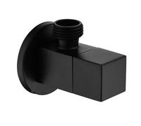 Male Thread Square Triangle Angle Valve for Bathroom Bidet & Toilet, Wall Mounted Copper Valve with Chrome Plating, Quarter Turn, 0.8 MPa Working Pressure, G /2(Black)