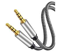 Male to Male Audio Cable 0.5M,4 Pole Hi-Fi Stereo Sound 3.5mm Aux Cable Adapter/Auxiliary Cable/Aux Cord Compatible All 3.5mm-Enabled Devices for Car (0.5M, Silver)