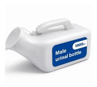 Male Urinal Bottle 1000ml Leak Proof, Wide Mouth with Screw Cap, Easy Grip Handle, Reusable Urine Bottle for Bedside, Home Care & Travel