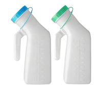 Male Urinal with Glow in The Dark Lid, 1000 ml Leak & Smell Proof Urine Bottles Male Spill Proof, Easy Grip Handle Urinal Bottle for Car, Hospital, Elderly & Incontinence (Blue + Green)